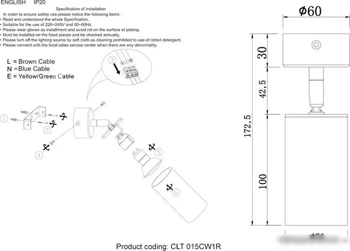 Точечный светильник Crystal Lux CLT 015CW1R BL-GO – фото товара