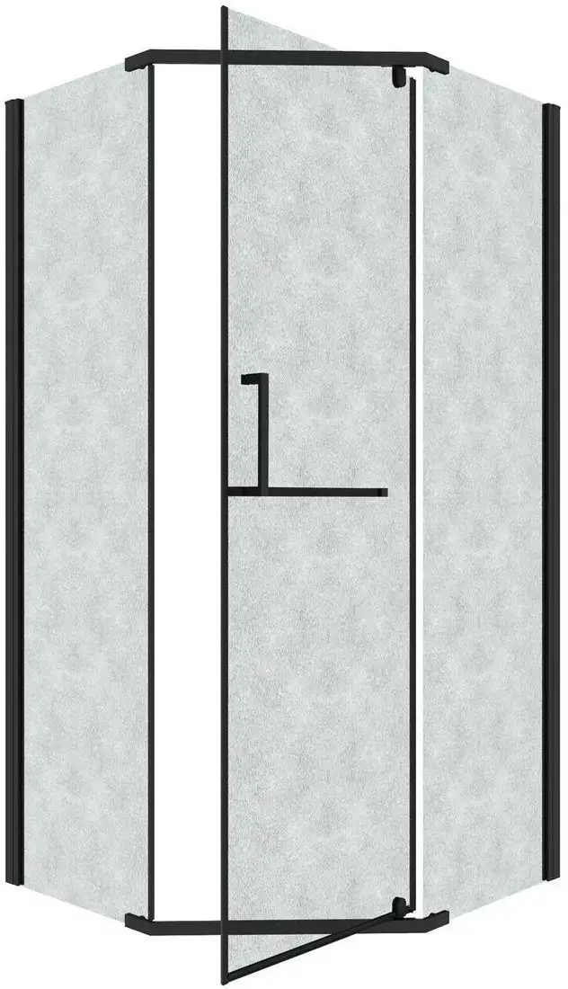 Душевой уголок Grossman Pragma 90x90x195 302.K33.03.9090.21.02 (черный матовый/шиншилла стекло) - фото товара