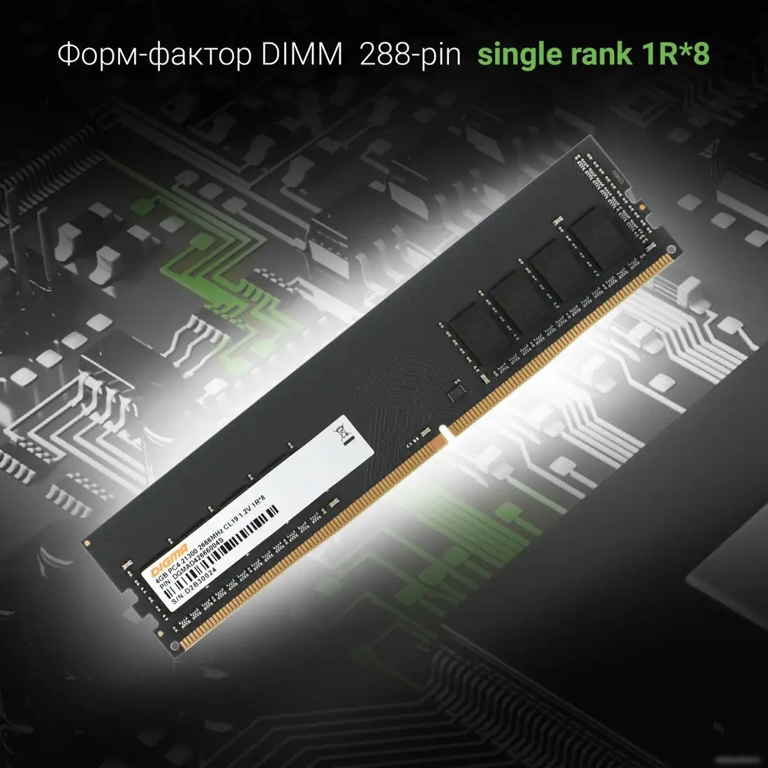 Оперативная память Digma 4ГБ DDR4 2666 МГц DGMAD42666004S – фото товара