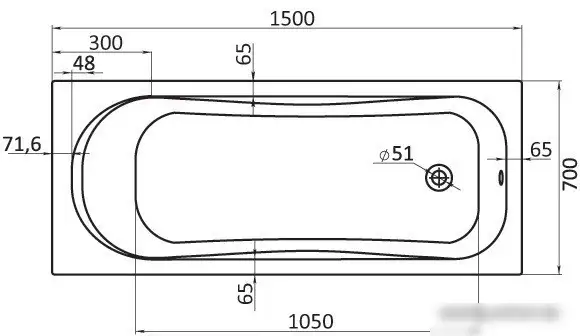 Ванна Santek Тенерифе 150x70 без гидромассажа [WH302213] - фото товара