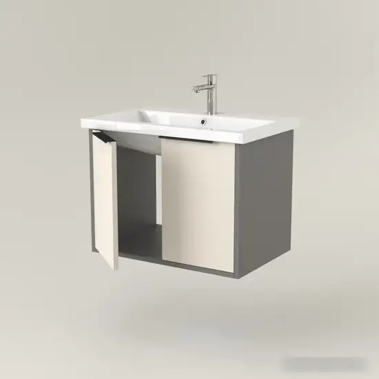 Дабер Тумба под умывальник 018 Cersanit Como 70 Т18.7С.0.19Ч (бежевый/серый/ручка черная) – фото товара