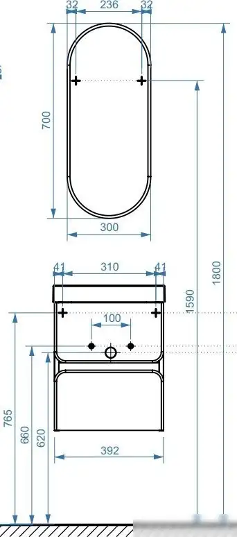 Belux Тумба под умывальник Бостон НП 40-02 (1, белый глянец) – фото товара