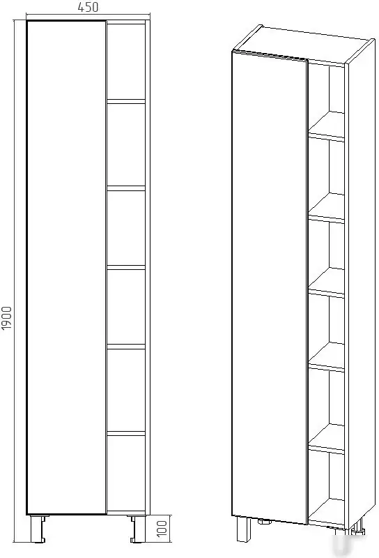 Viant Шкаф-пенал Бостон VBOS450-PEN – фото товара