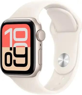 Умные часы Apple Watch SE 3 40 мм (алюминиевый корпус, звездный свет/звездный свет, спортивный силиконовый ремешок S/M) – изображение в каталоге