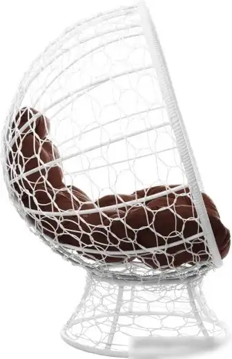 Кресло M-Group Кокос на подставке 11590105 (белый ротанг/коричневая подушка) – фото товара