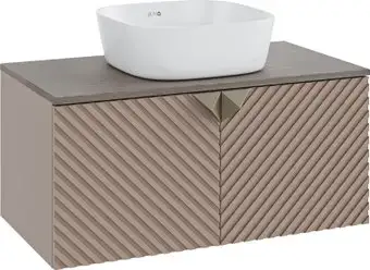 Runo Тумба под умывальник Runo Андорра 85 (подвесная, кашемир серый/дуб какао) – изображение в каталоге