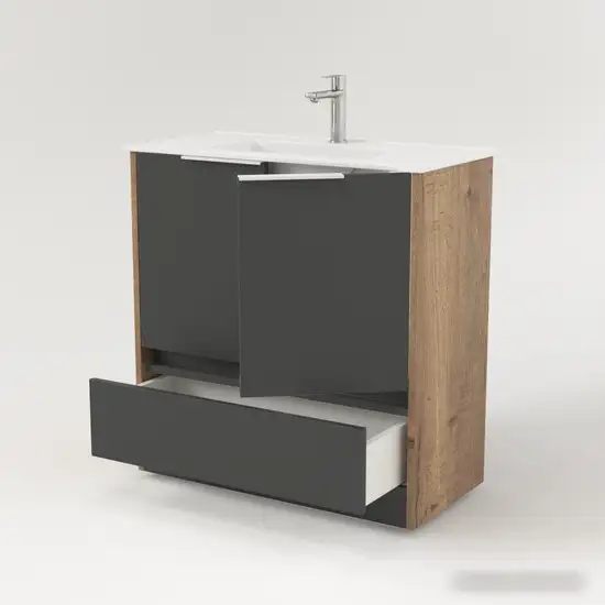 Дабер Тумба под умывальник 017 WeltWasser Deilbach 7517-60 Т17.6W.0.22Б (дуб галифакс/серый/ручка белая) – фото товара