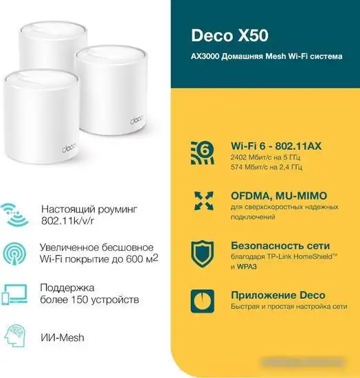 Wi-Fi система TP-Link Deco X50 (3 шт) – фото товара
