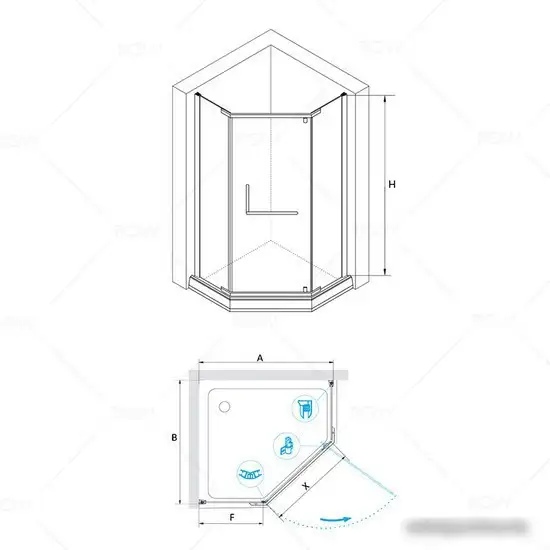 Душевой уголок RGW PA-081 35088100-11 100x100 (хром/прозрачное стекло) - фото товара