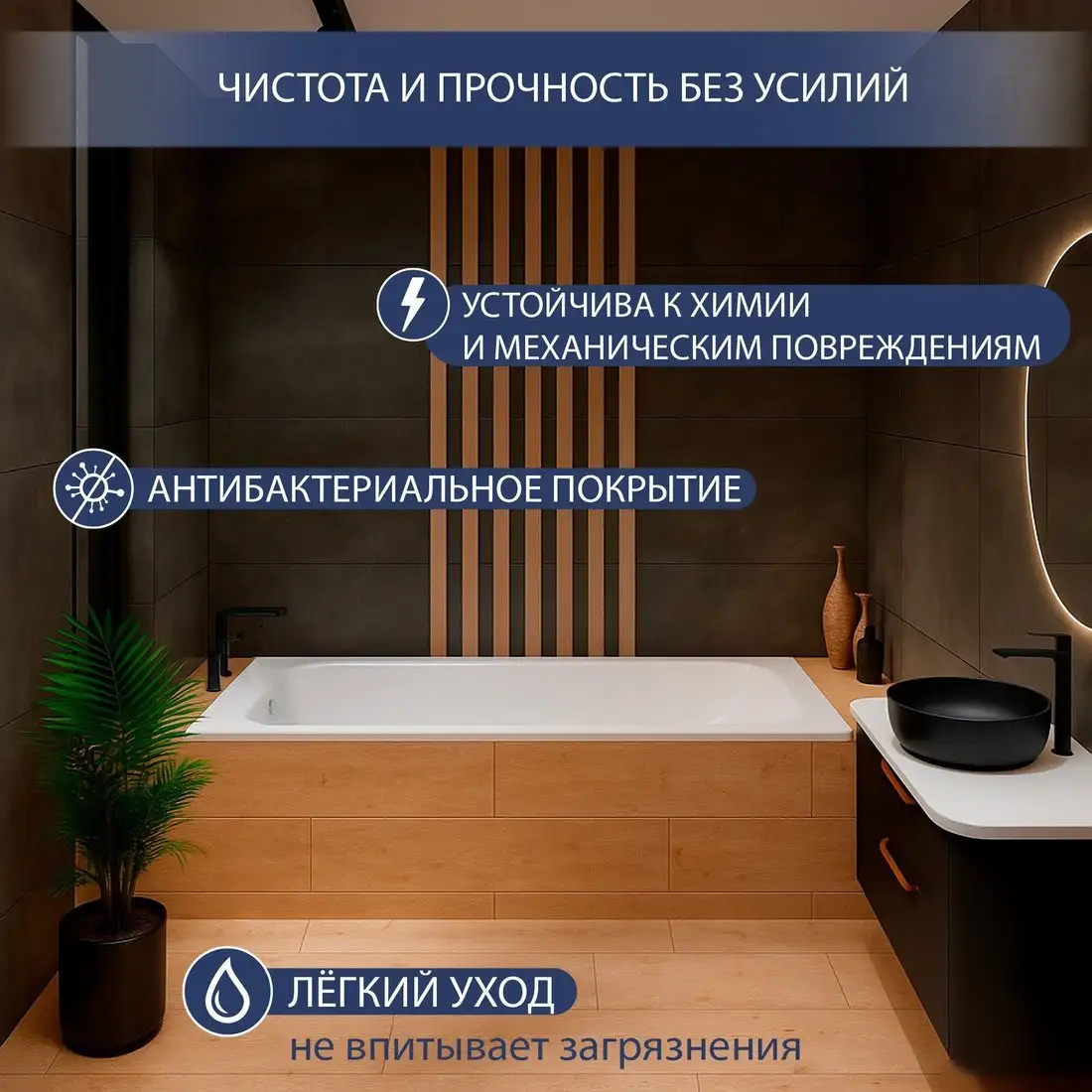 Ванна Lauter Brio 160 21S1600 (с ножками, с шумоизоляцией) - фото товара