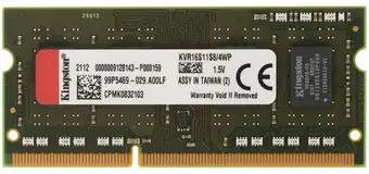 Оперативная память Kingston ValueRAM 4GB DDR3 SODIMM PC3-12800 KVR16S11S8/4WP – изображение в каталоге