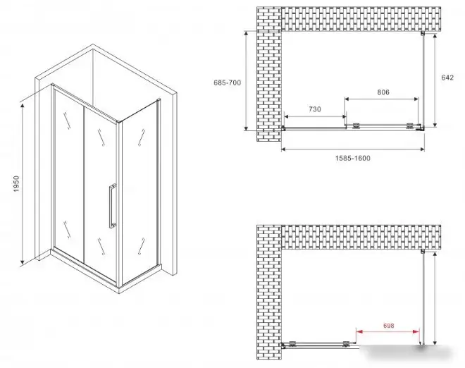 Душевой уголок Abber Schwarzer Diamant AG30160MH-S70M - фото товара