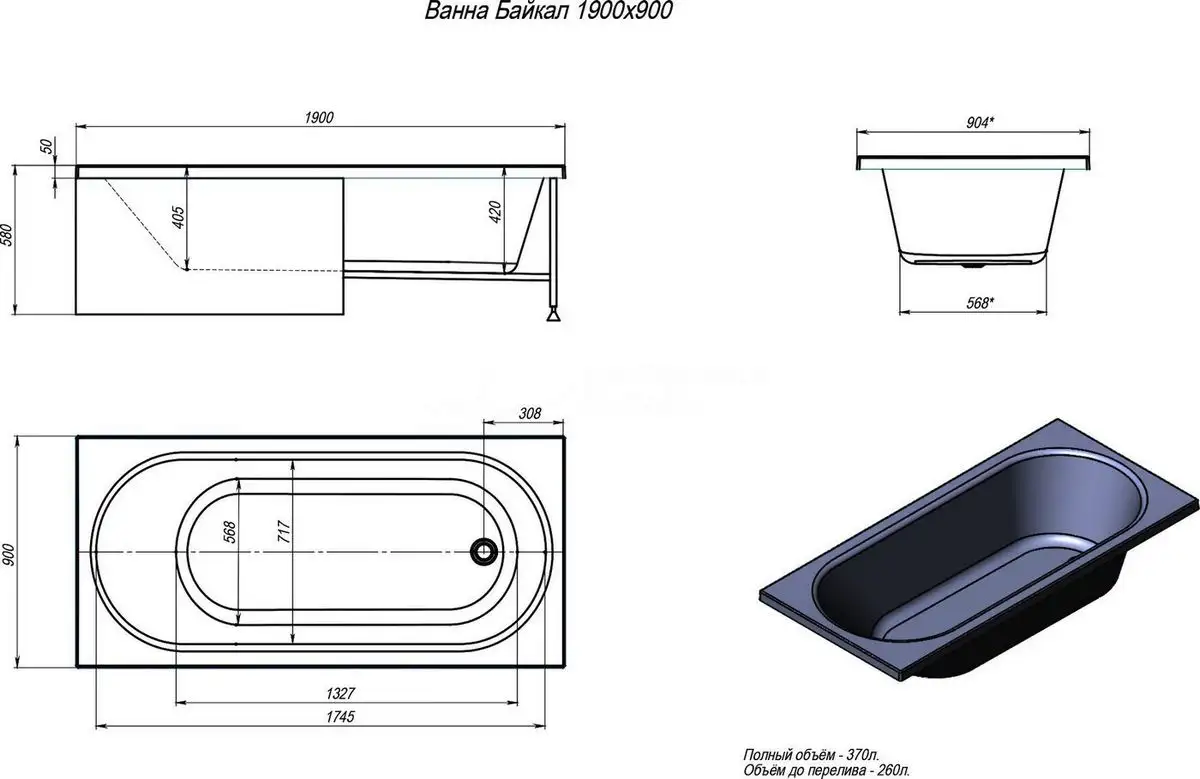 Ванна Alex Baitler Baikal 190x90 - фото товара