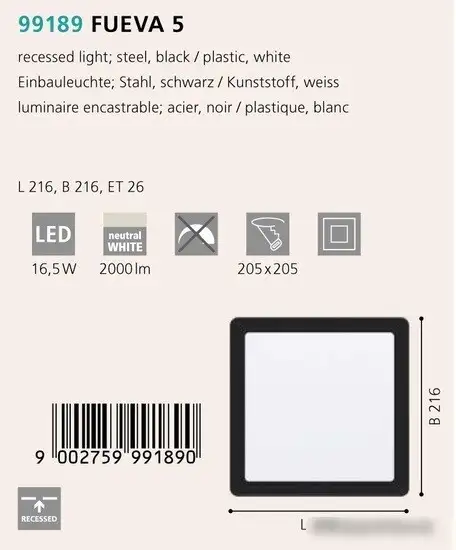 Точечный светильник Eglo Fueva 5 99189 – фото товара