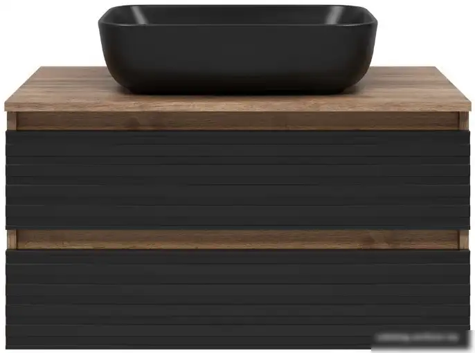 Brevita Тумба под умывальник Dakota 80 DAK-09080-19/02-2Я (черный/темное дерево) – фото товара