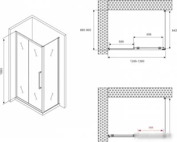Душевой уголок Abber Schwarzer Diamant AG30130BMH-S90BM - фото товара