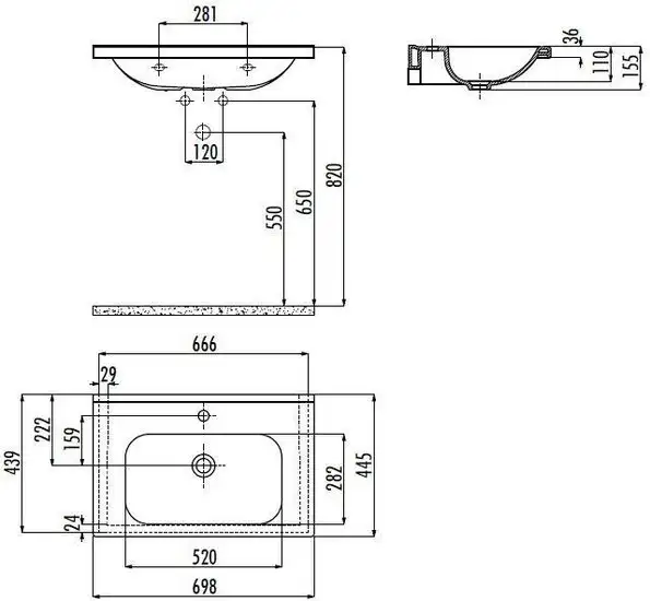 Умывальник Creavit Ideal 69.8 ID070-00CB00E-0000 - фото товара