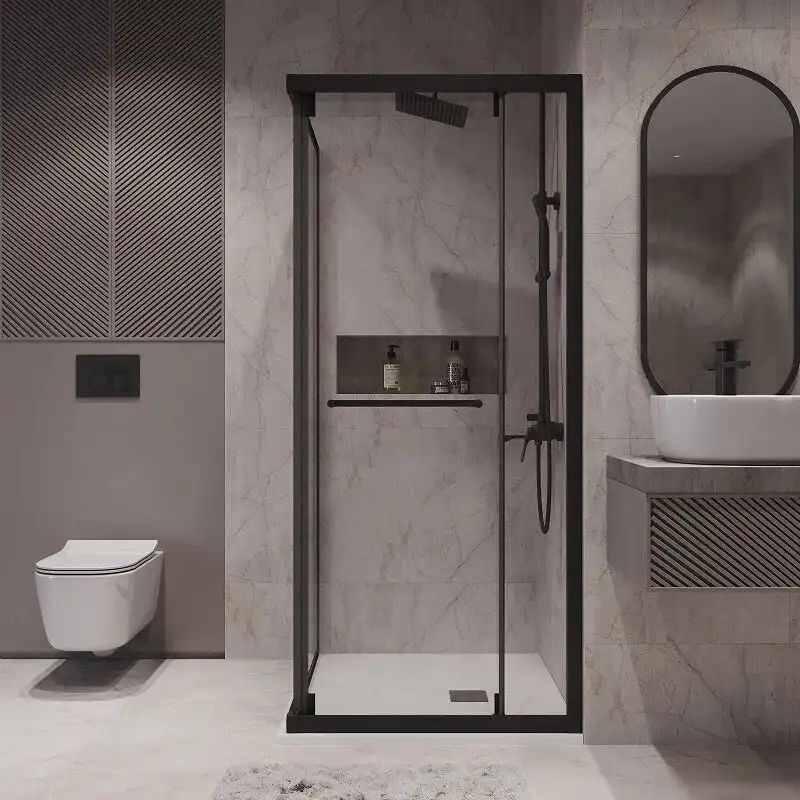 Душевой уголок Niagara NG-6833-34BLACK 90x90x195 (черный матовый/прозрачное стекло) - фото товара