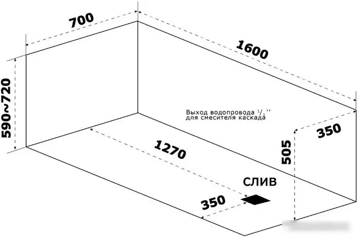 Ванна BAS Аякс 160x70 (с каркасом) - фото товара