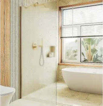Душевая стенка MaybahGlass 89x195 MGD-690-3ш (сатин стекло/золото) - изображение в каталоге