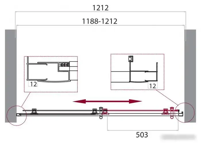 Душевая дверь BelBagno UNO-195-BF-1-120-P-NERO - фото товара