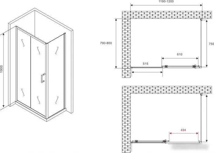 Душевой уголок Abber Schwarzer Diamant AG301205-S805 - фото товара