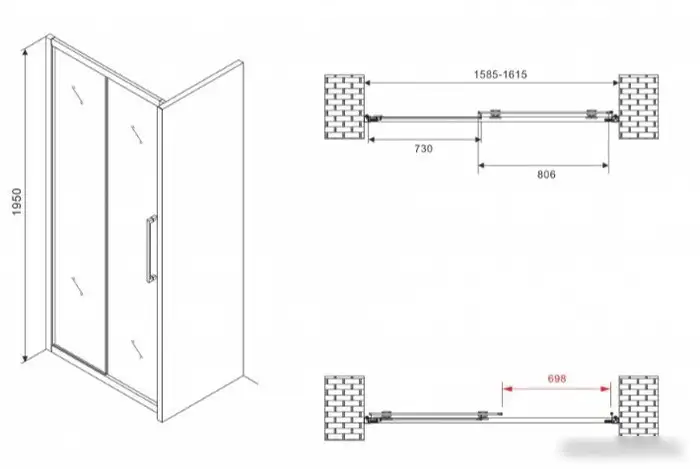 Душевая дверь Abber Schwarzer Diamant AG30160MH - фото товара