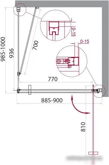 Душевой уголок BelBagno MARMI-AH-1-90/100-C-Cr - фото товара