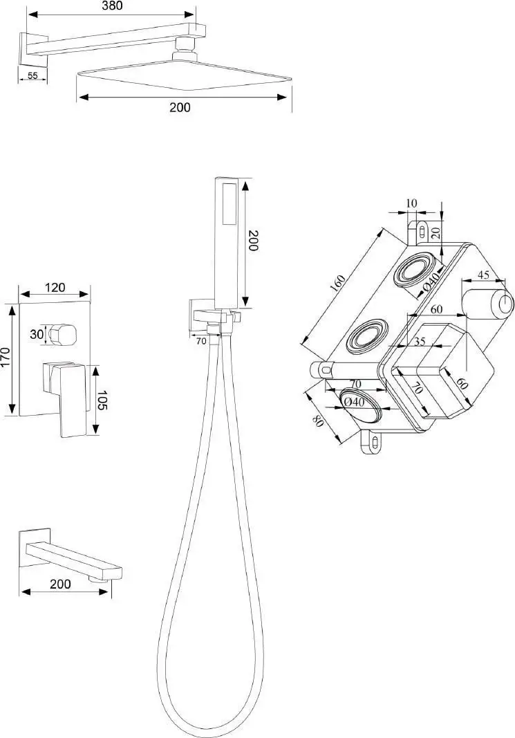 Душевая система РМС SUS129BL-2S - фото товара