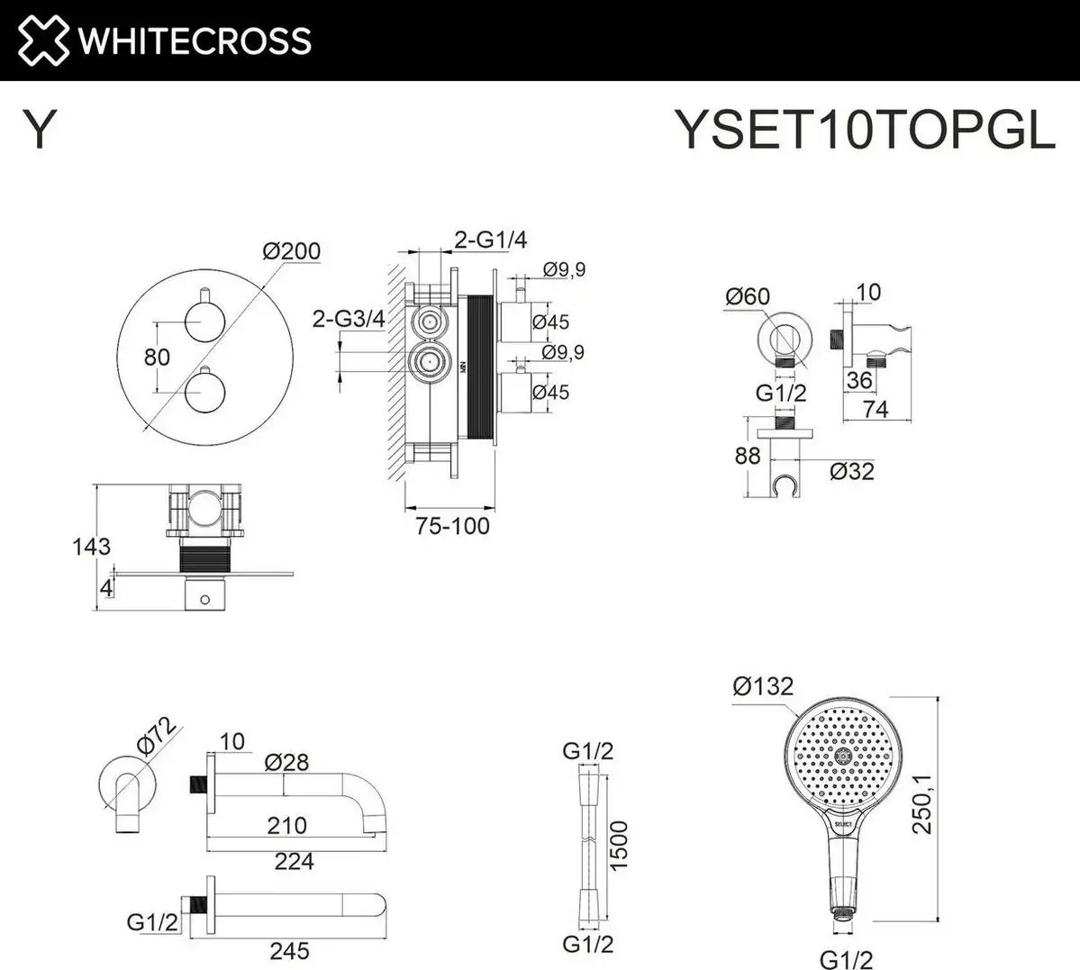 Смеситель Whitecross Y YSET10TOPGL (золото) - фото товара