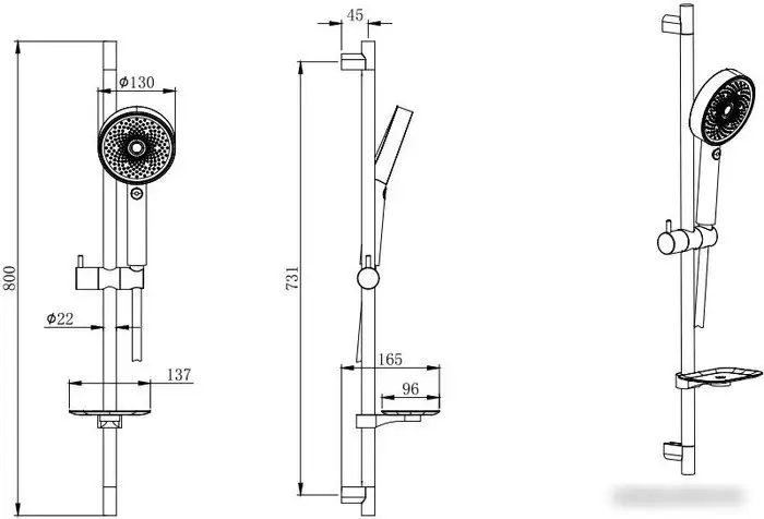Душевой гарнитур Aquatek AQ2031MB (черный матовый) - фото товара