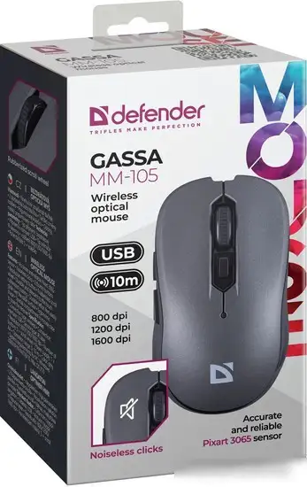 Мышь Defender Gassa MM-105 (серый) – фото товара
