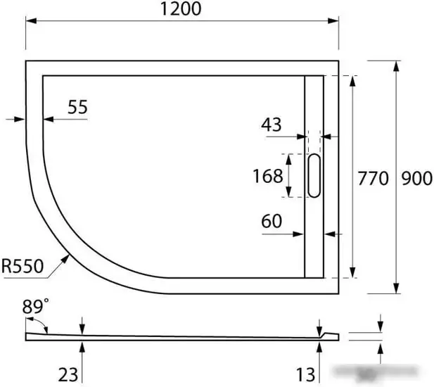 Душевой поддон Cezares Tray-AS-RH-120/90-550-30-W-R 120x90 - фото товара
