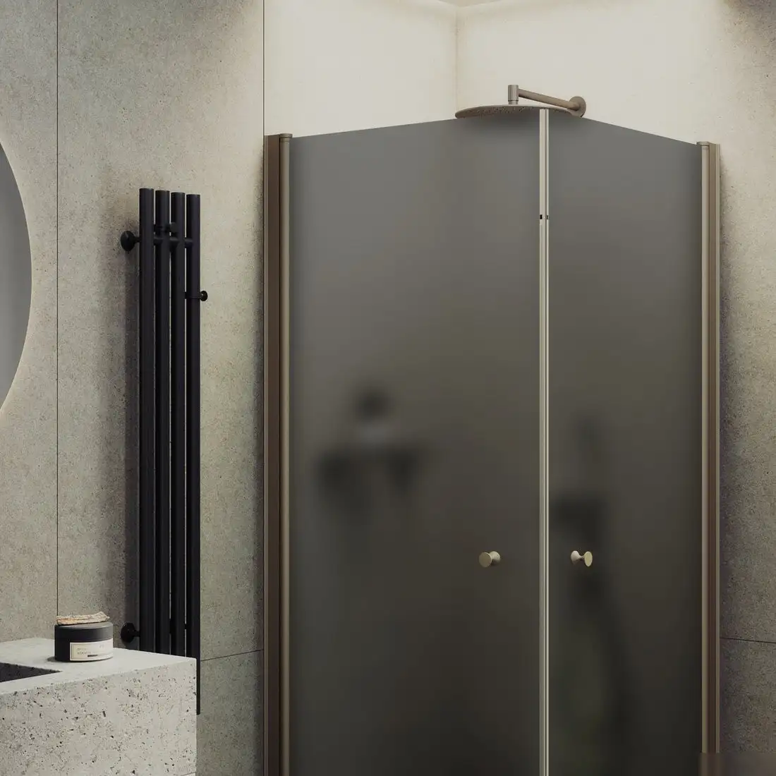 Душевой уголок MaybahGlass MGY-1295-2 (графитовое матовое стекло/бронзовый) - фото товара