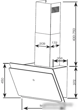 Кухонная вытяжка CENTEK CT-1830-60 (черный) - фото товара