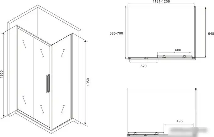 Душевой уголок Abber Schwarzer Diamant AG30120BH-S70B - фото товара