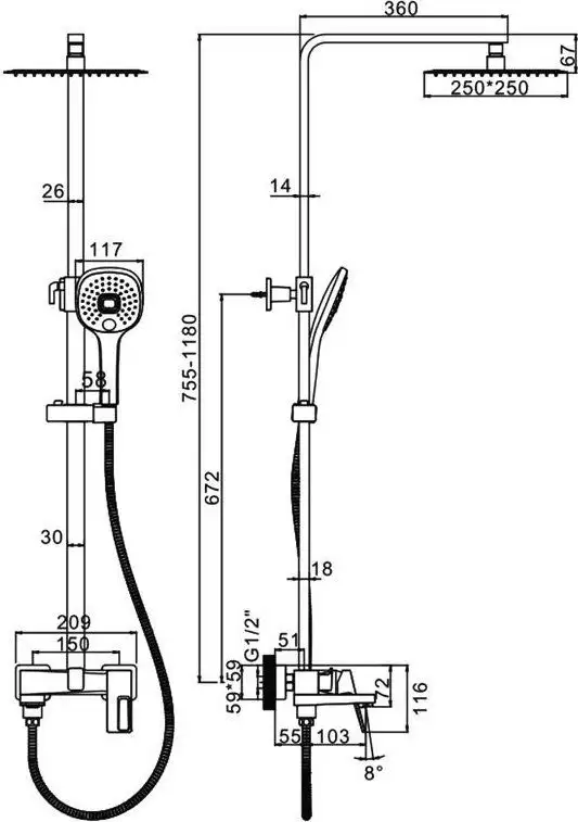 Душевая система Ledeme L2492D - фото товара