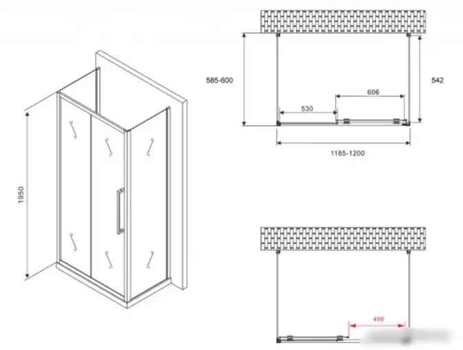 Душевой уголок Abber Schwarzer Diamant AG30120BH-S60B-S60B - фото товара