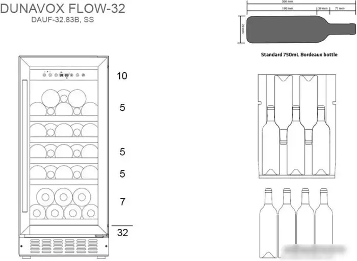 Винный шкаф Dunavox DAUF-32.83SS — фото товара