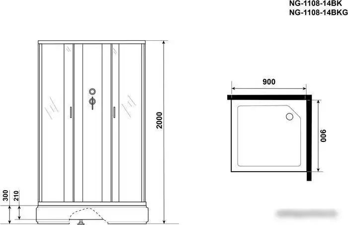 Душевая кабина Niagara NG-1108-14BK 90x90x200 - фото товара