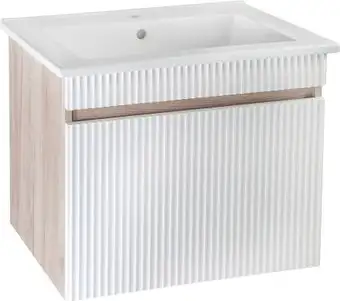Runo Тумба с умывальником Runo Модена 75 + Оскар 75 (подвесная, крафтовый дуб) – изображение в каталоге