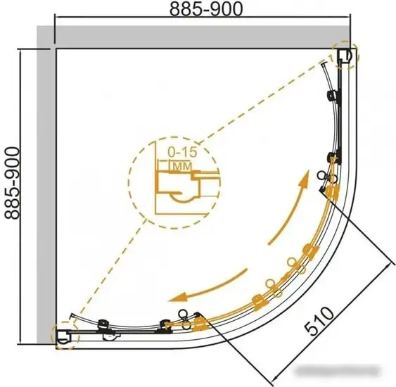 Душевой уголок Cezares Giubileo-R-2-90-Scorrevole-CP-Cr - фото товара
