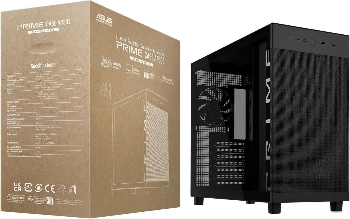 Корпус ASUS Prime AP303 Tempered Glass Panel (черный) – фото товара
