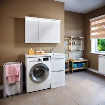 Runo Тумба с умывальником Runo Орион 45 2 ящика + Гамма 105 лайт с левым крылом (напольная, белый) – изображение в каталоге