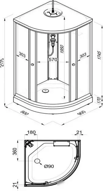 Душевая кабина Maroni Aura New SR90L-LN-DN4 - фото товара