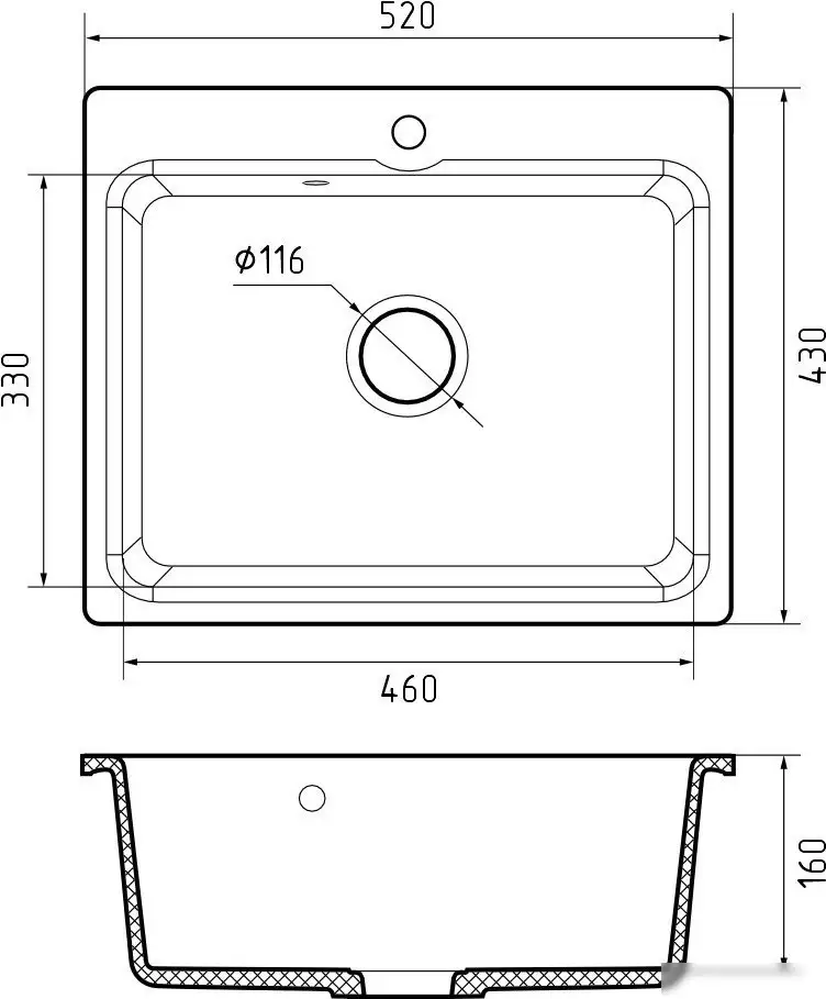 Кухонная мойка GranFest Smart 520 (черный) - фото товара