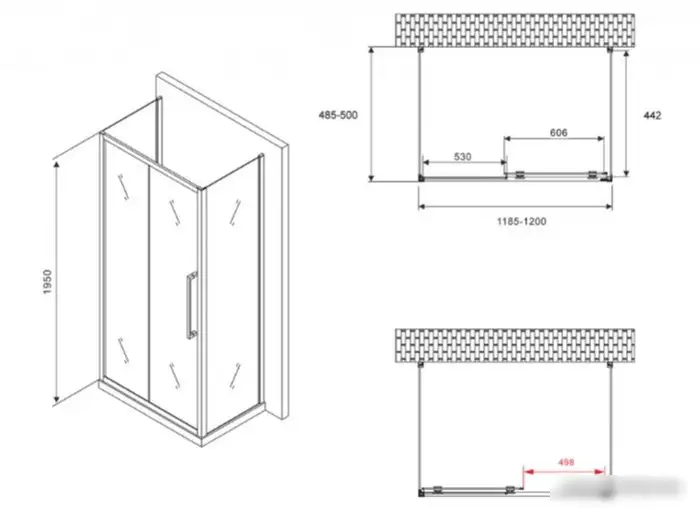 Душевой уголок Abber Schwarzer Diamant AG30120MH-S50M-S50M - фото товара