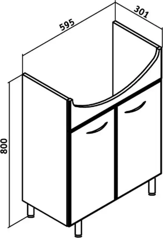 Runo Тумба с умывальником Runo Уют 60 + Уют 60 (напольная) – фото товара