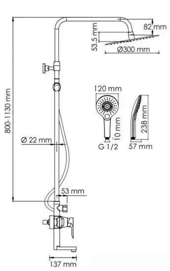 Душевая система Wasserkraft A166.116.101.087.CH - фото товара
