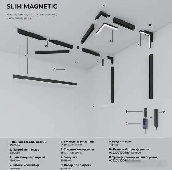 Аксессуар Elektrostandard Slim Magnetic Коннектор угловой для шинопровода Round накладной черный 85135/00 – фото товара